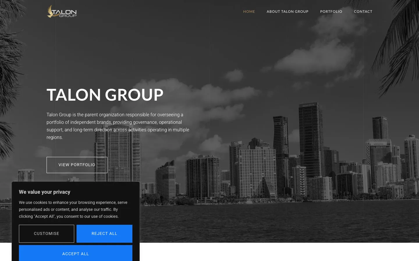 Talon Group corporate website homepage.